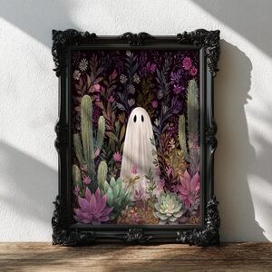 Ghost Succulent Art Print – Floral Pastel Art, Colorful Botanical Fall Scenery